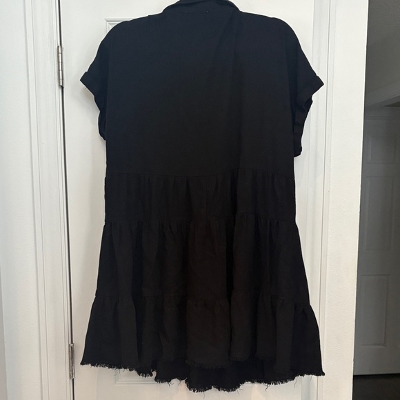 Umgee Raw Hem Folded‎ Sleeve Tiered Mini Dress - Picture 8 of 8